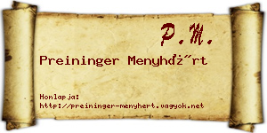 Preininger Menyhért névjegykártya